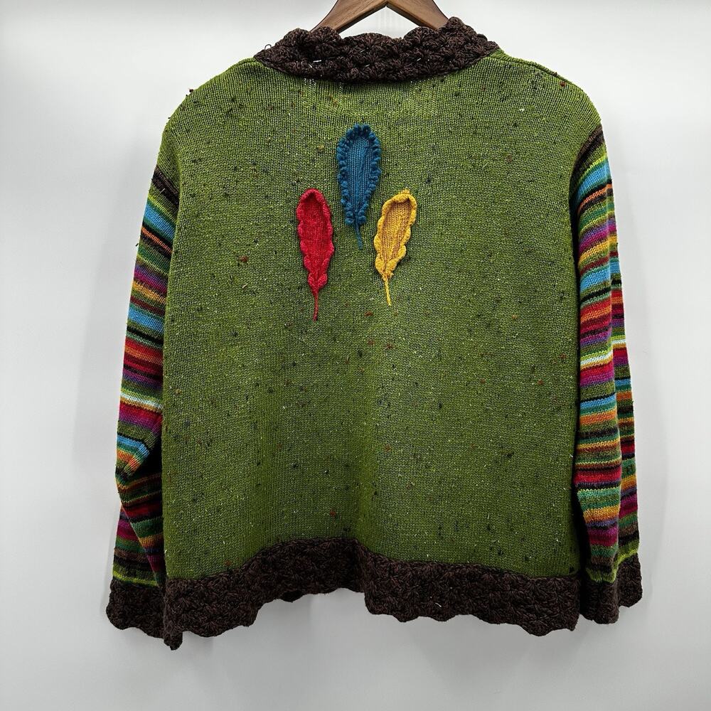 Design Options Cardigan Sweater Women XL Multicolor Thanksgiving Turkey 3D Ramie - Picture 7 of 13